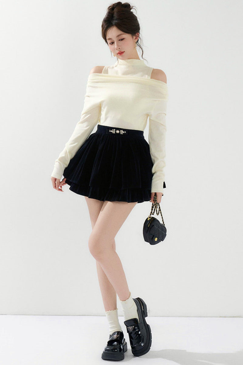 French Knit Off-shoulder Top