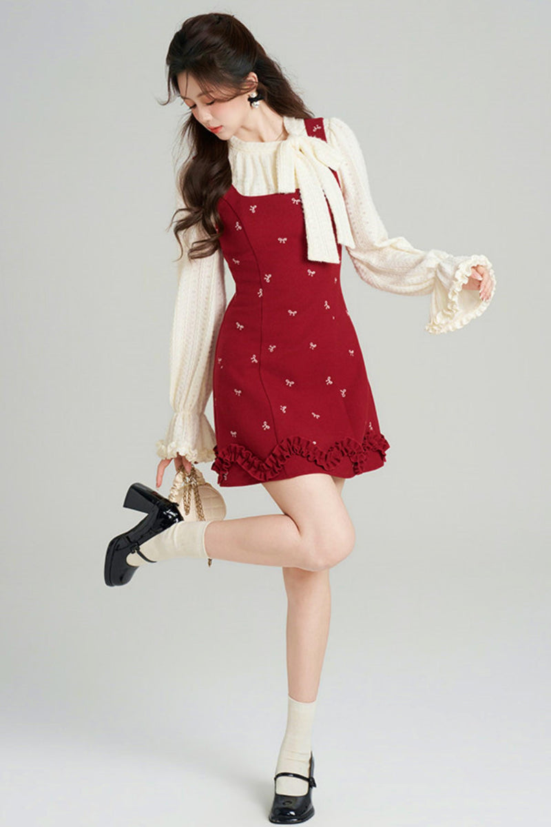 Sweet Red Vest Dress + Tops