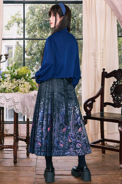 Embroidered Lantern Sleeve Blouse