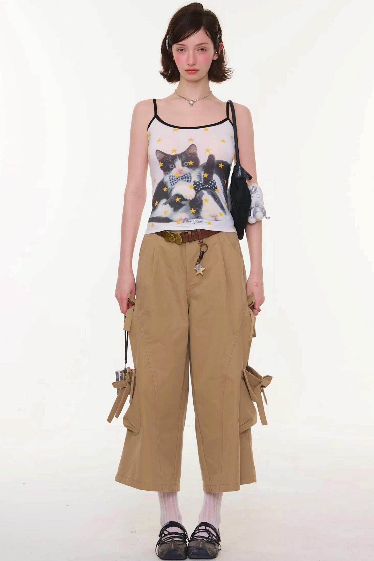 Bow Tie Cat Print Camisole