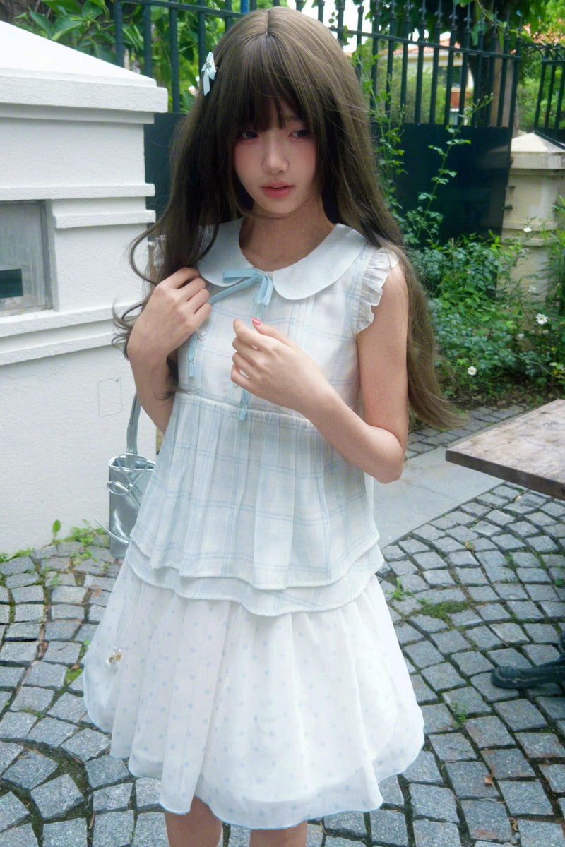 Angelic Doll Collar Top + Dot Skirt