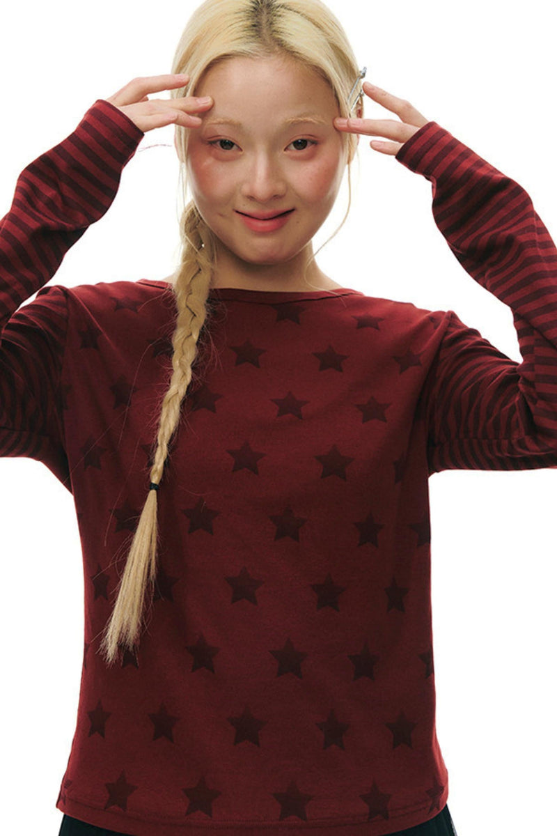 Star Striped Patchwork Top