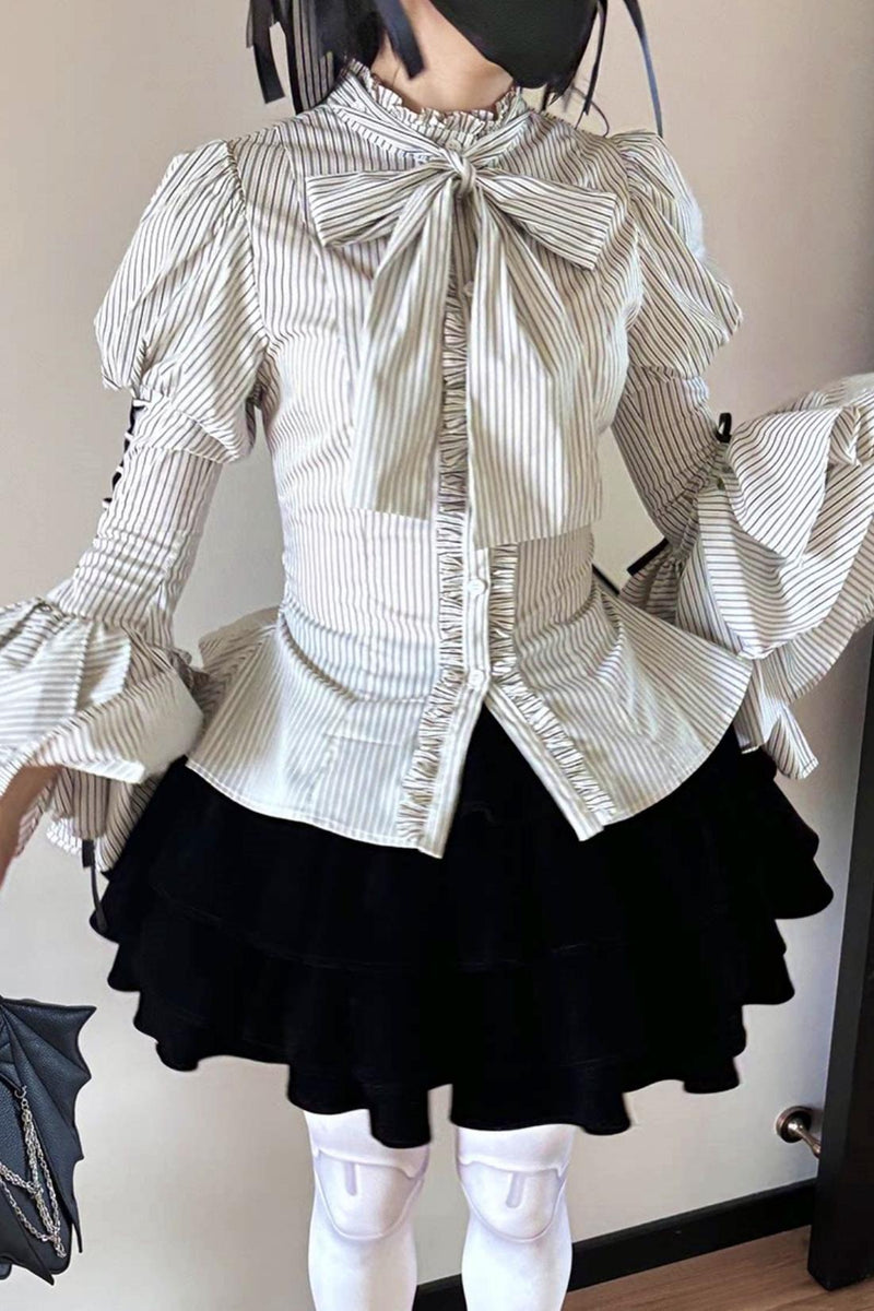 Princess Sleeve Gothic Striped Lolita Blouse