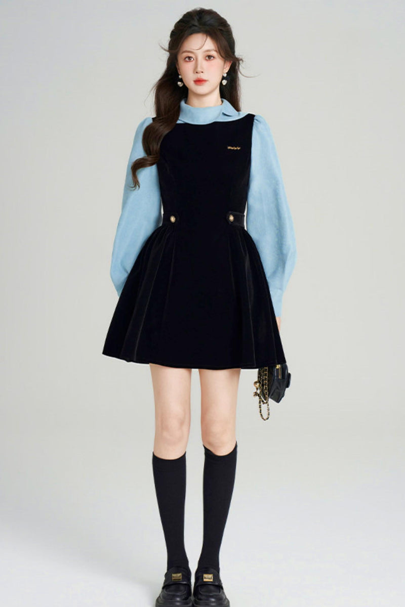Spliced Velvet Hepburn Dress