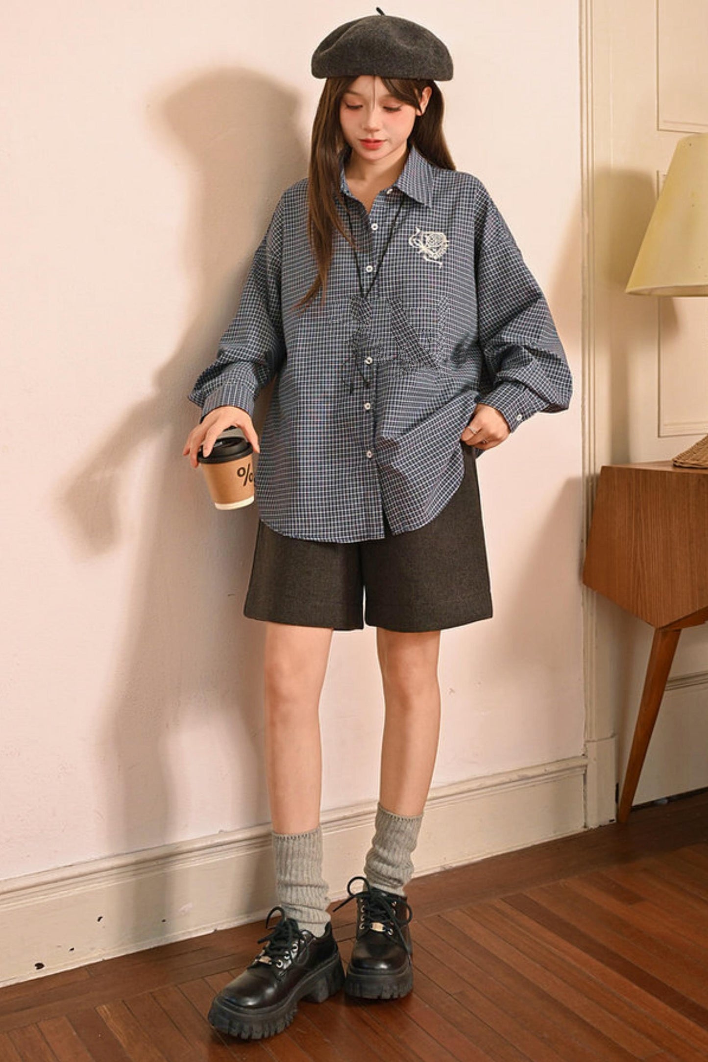 Plaid Loose Academy Blouse