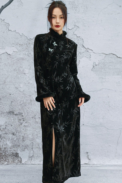 Bamboo Leaf Cheongsam Dress