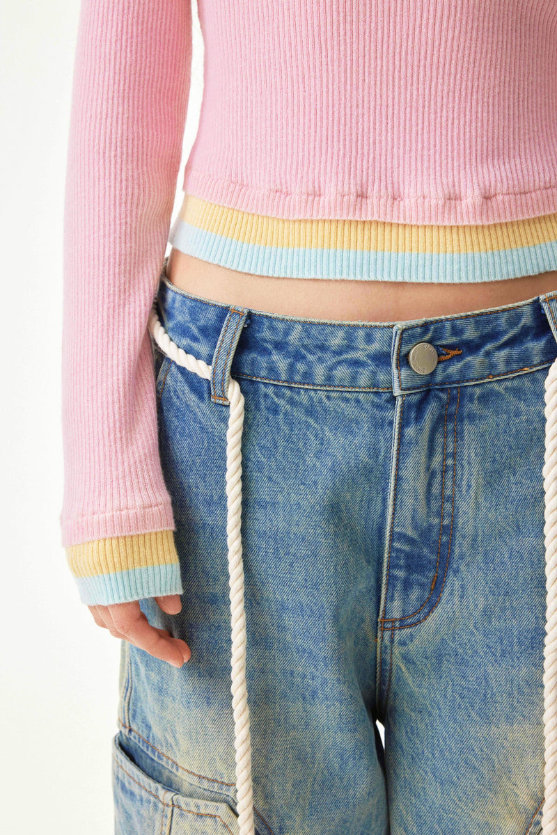 Sweet Color Block Slim Top