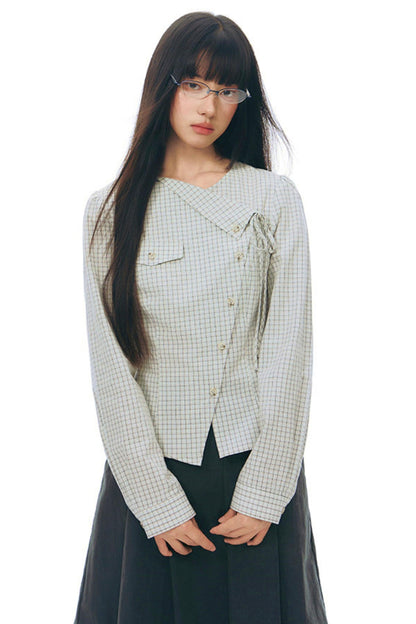Y2k Small Checkered Shirt + Skirt