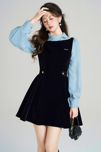 Spliced Velvet Hepburn Dress