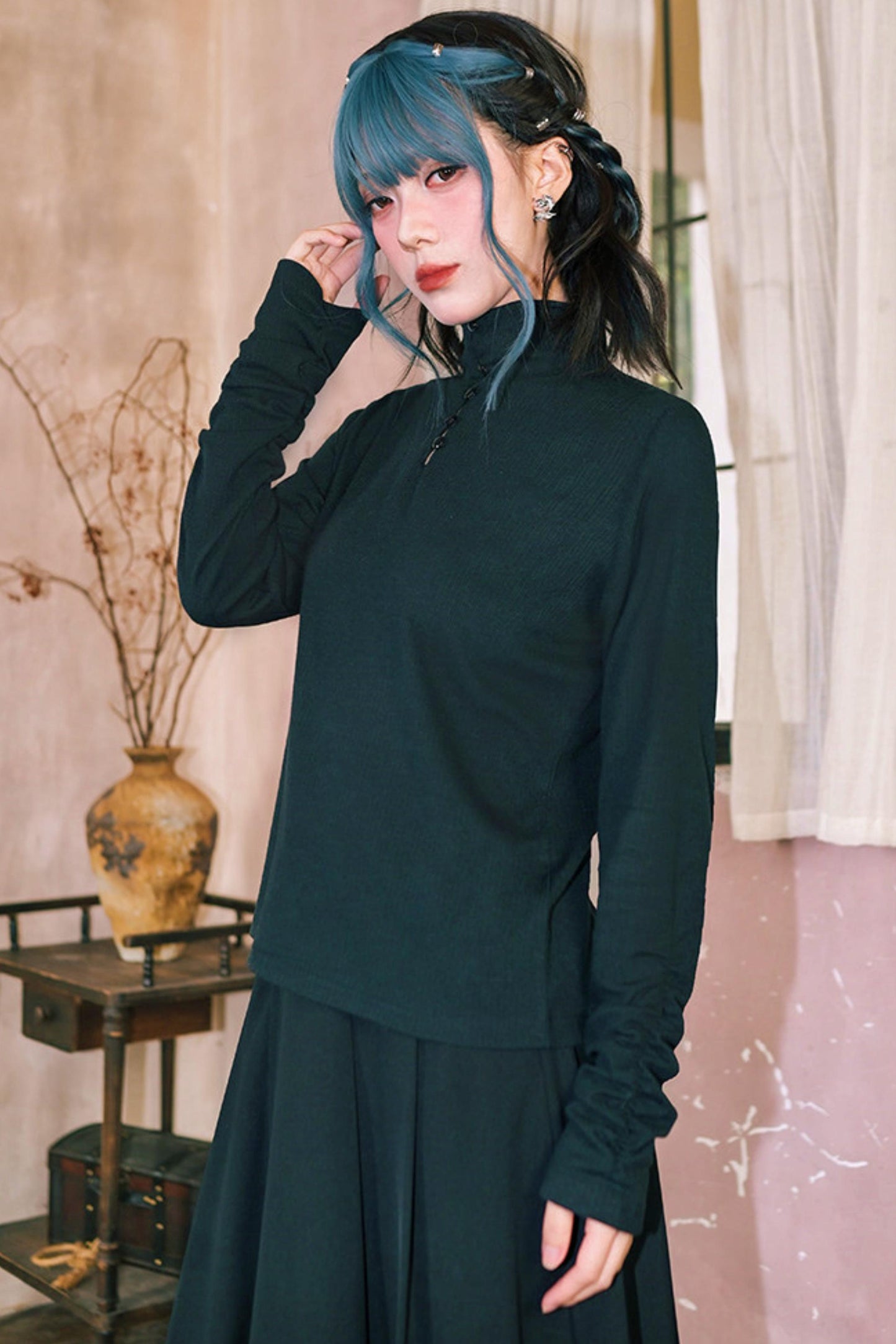 Double Structure Turtleneck Top