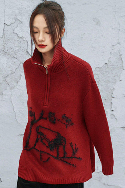 Maroon Zipper Sweater