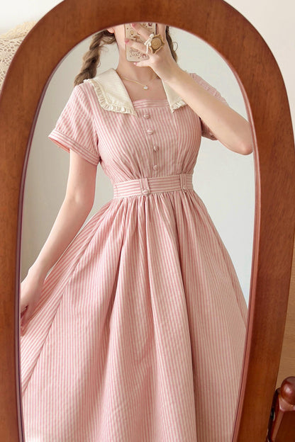 French Retro Linen Dress