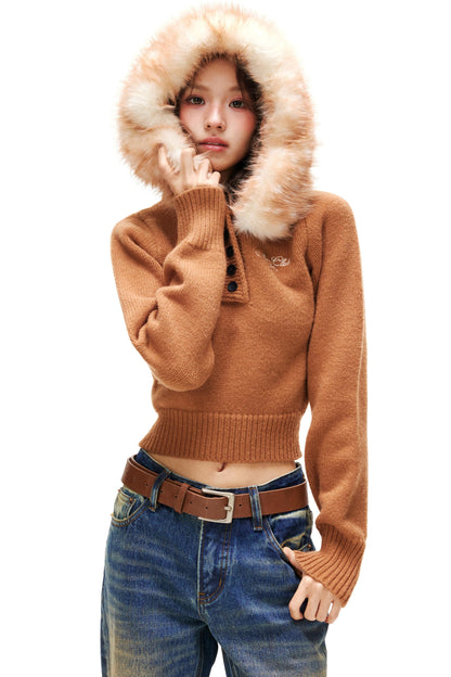 Y2k Volume Fur Hooded Top