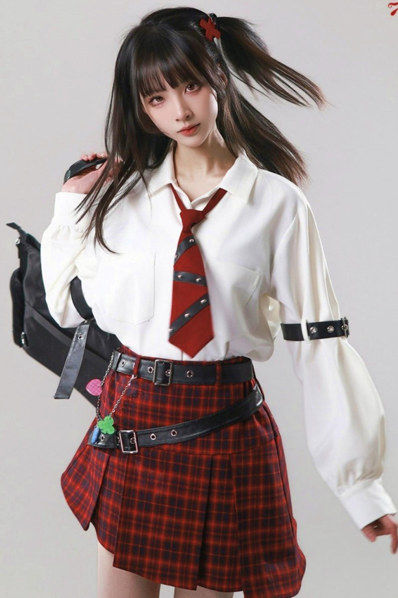 Leather Trim Shirt + Tie