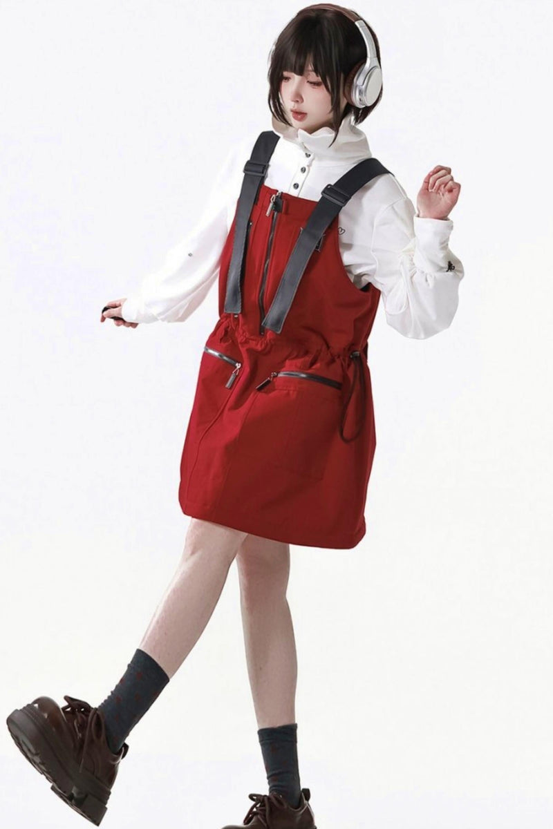 Fleece Jacket + Suspender Skirt + Pants + Shirt