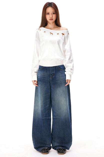 Asymmetrical Off-shoulder Sweatshirt