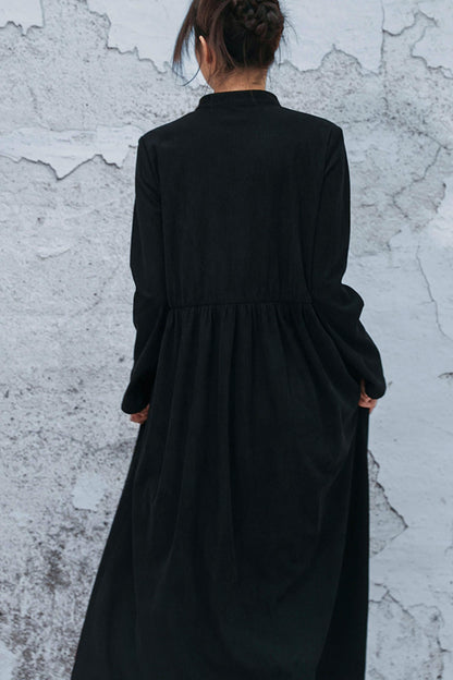 Retro Corduroy Chonchamp Dress