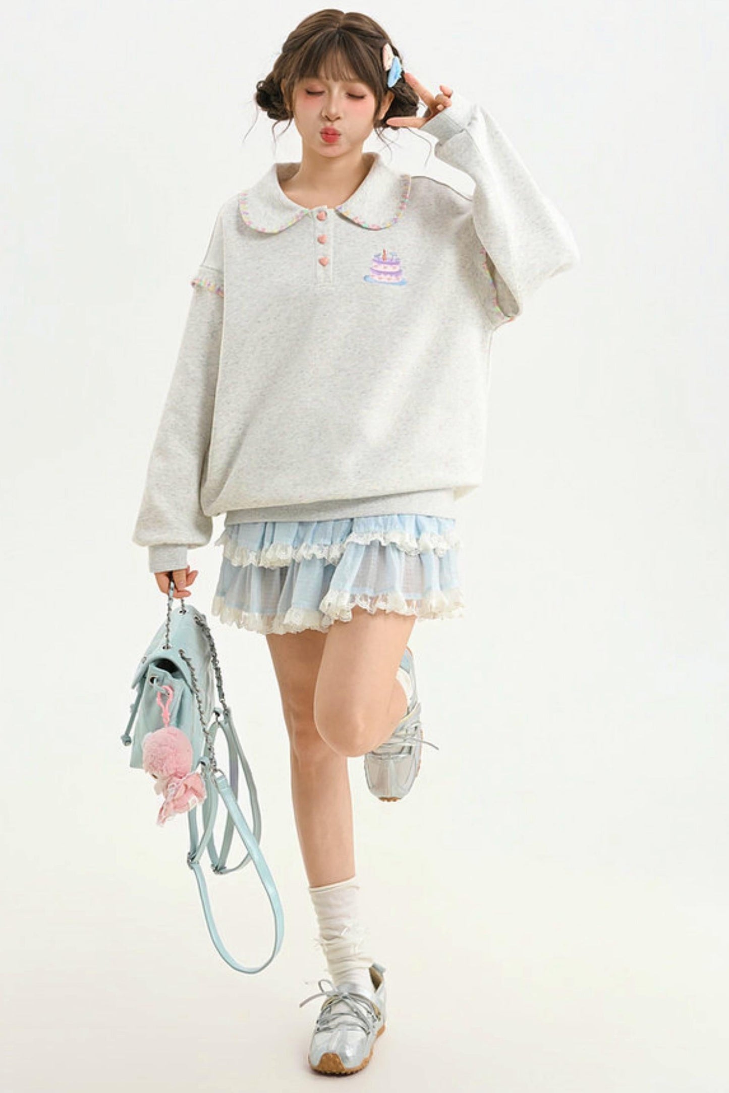 Doll Collar Loose Sweatshirt