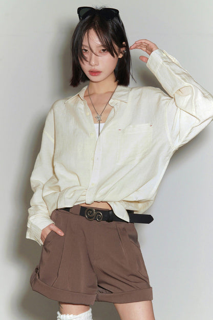 Cotton Linen Long Sleeve Blouse