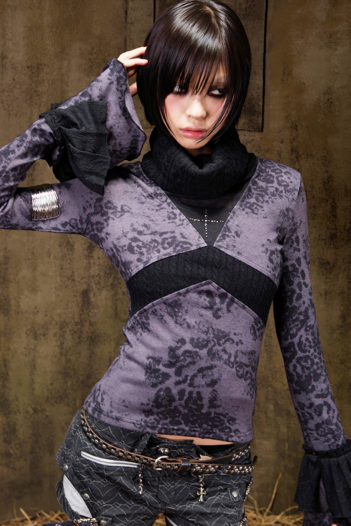 Punk Color Block Knit Top