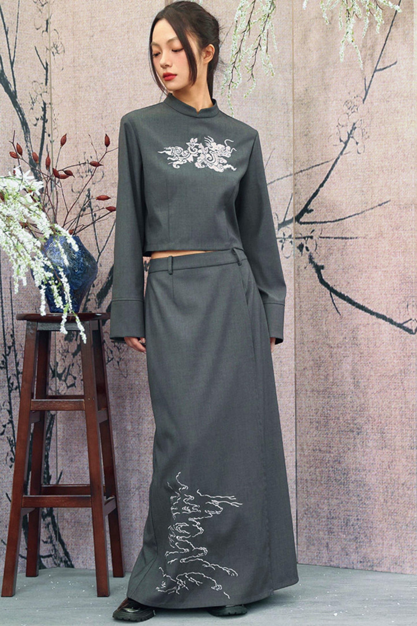 Dragon Embroidery Blazer Top