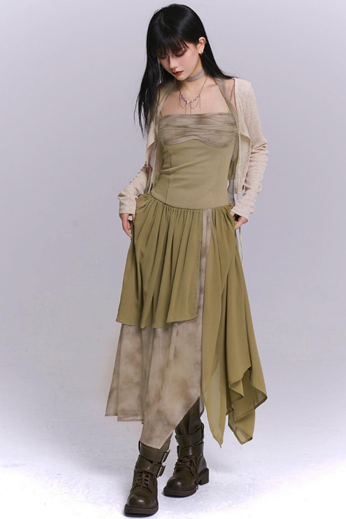 Dark Camisole Irregular Dress