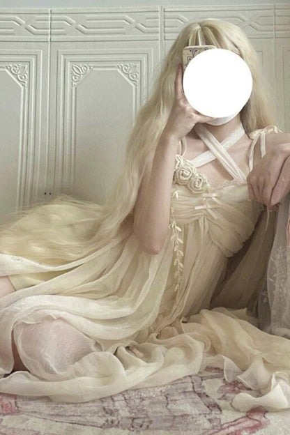 純白のフェアリーロリータドレス(ショール付き)