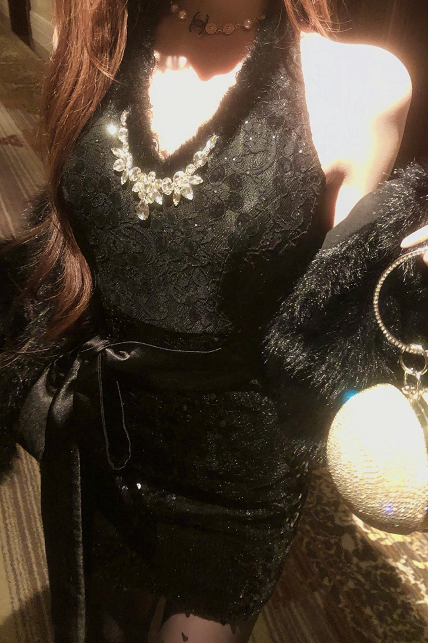French Style Tight Dress + Fur Coat