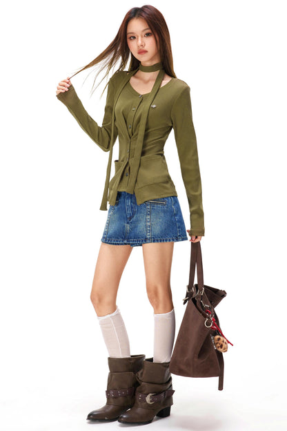 Fine Ribbed Knit Cardigan