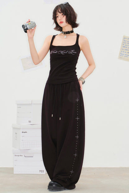 Rhinestone Curved Hem Camisole