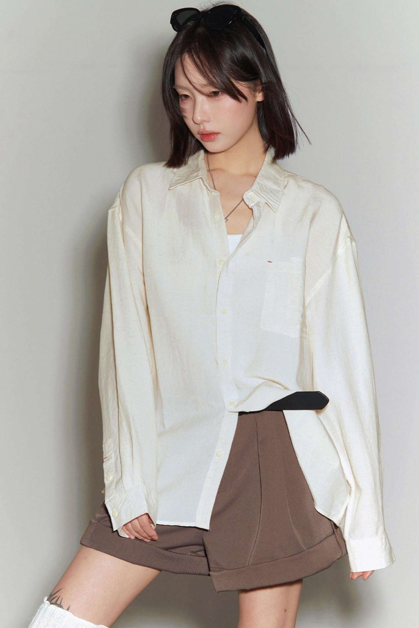 Cotton Linen Long Sleeve Blouse