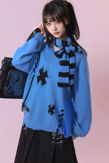 Leather Buckle Sweater + Scarf