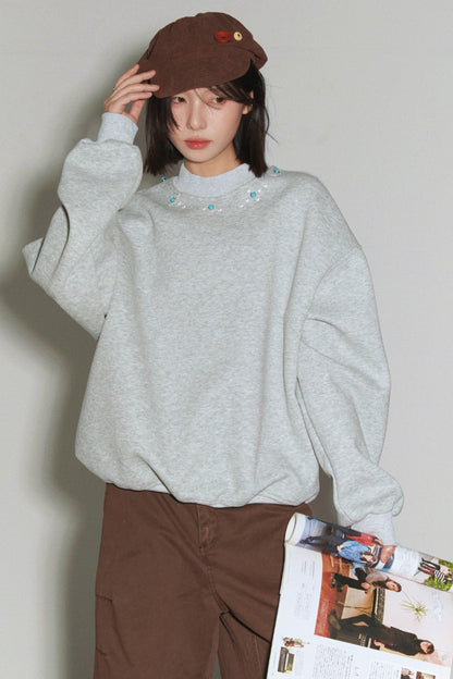Gemstone Decorated Sweatshirt