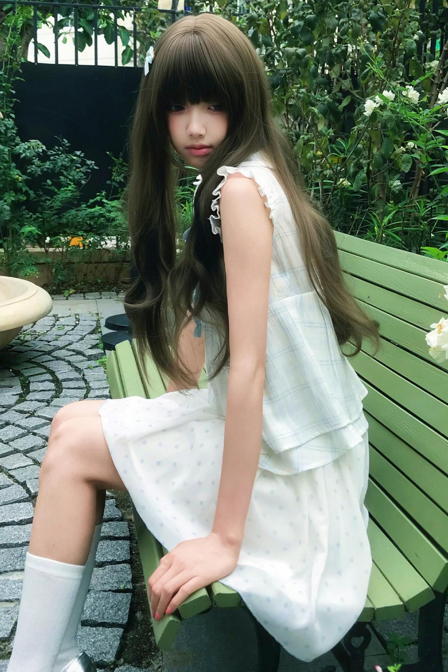 Angelic Doll Collar Top + Dot Skirt