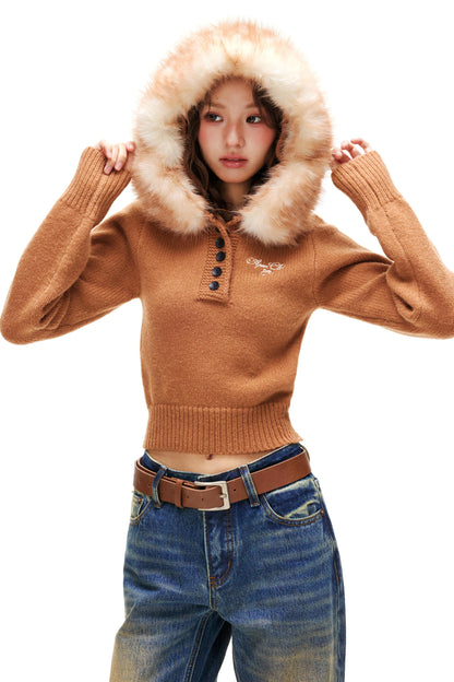 Y2k Volume Fur Hooded Top