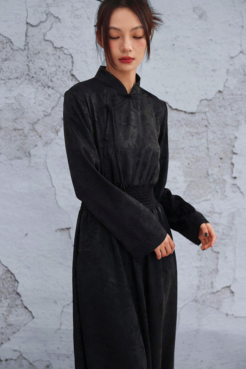 Jacquard Waist Cinched Dress
