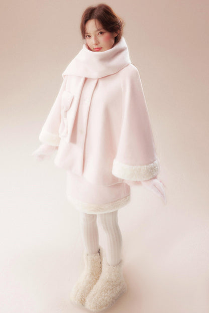 Sweet Coat + High Waist Skirt + Knit Scarf