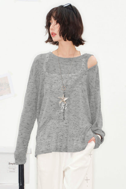 Mode Sheer Loose Off-shoulder Top