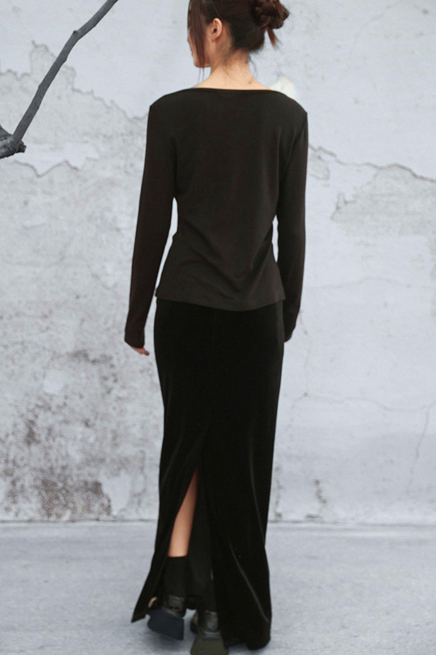 Crystal Button Velvet Knitted Top