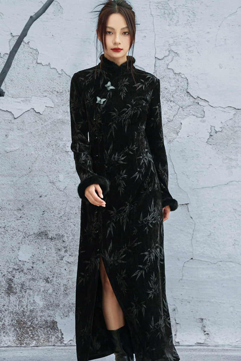 Bamboo Leaf Cheongsam Dress