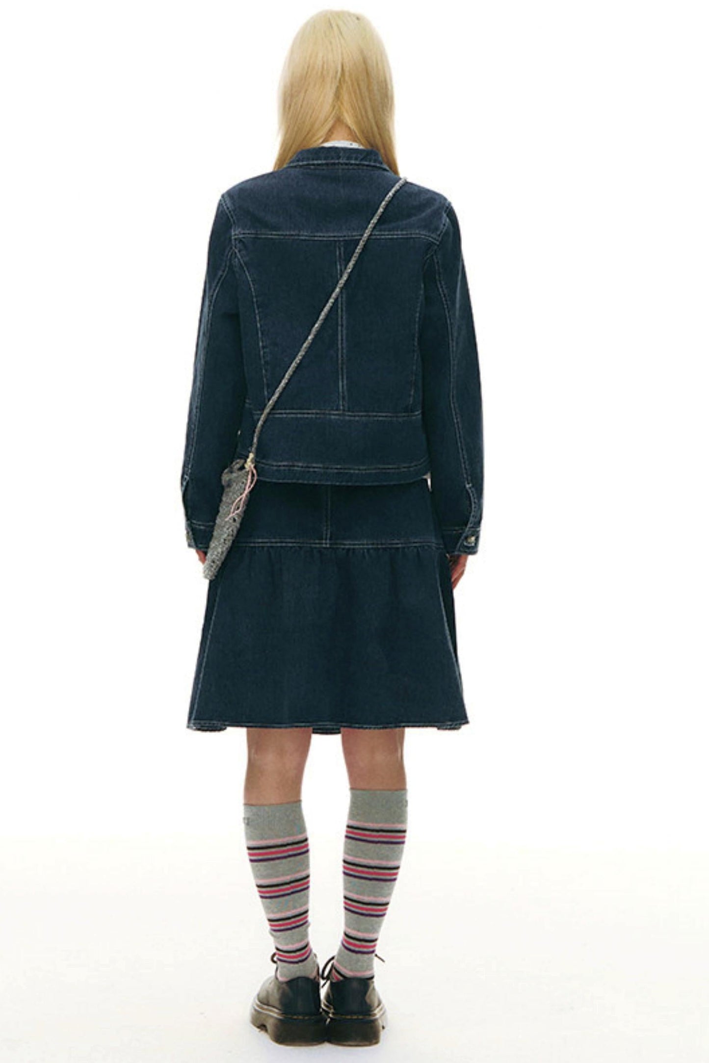 Pleated Denim Jacket + Skirt