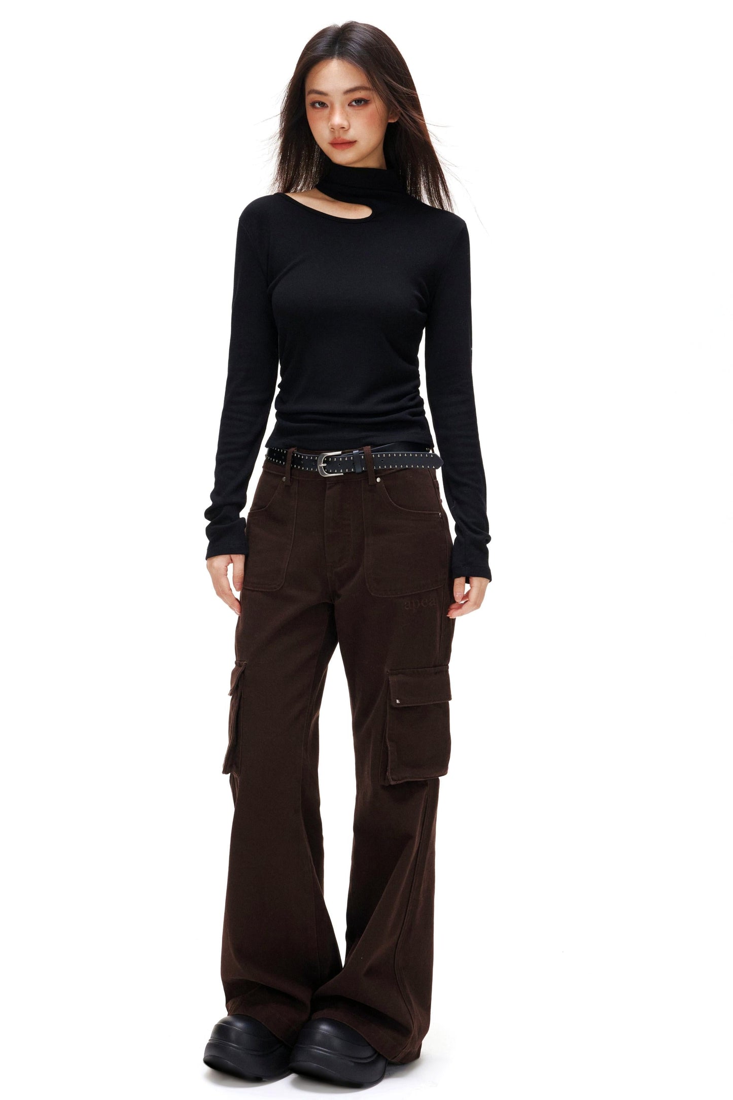 Cut Design Turtleneck Top
