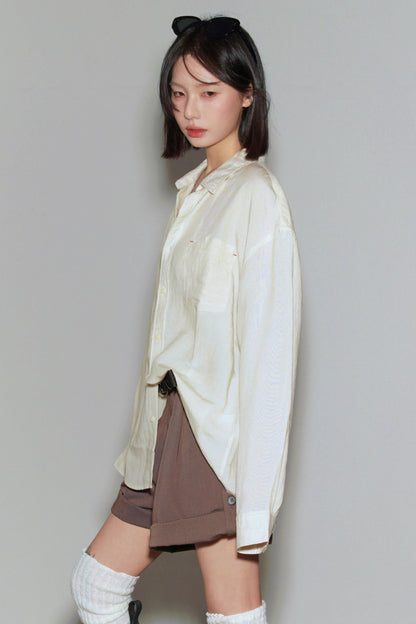 Cotton Linen Long Sleeve Blouse