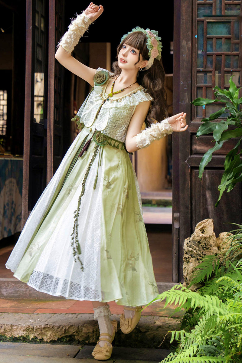 Sweet Resort Style Lolita Sand Dress Set