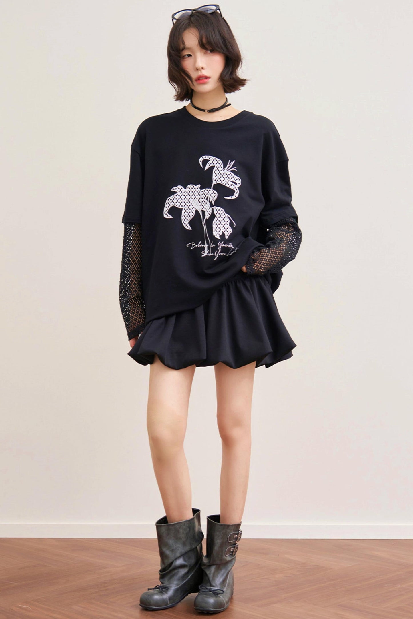 Shadow Weaving Lace Top