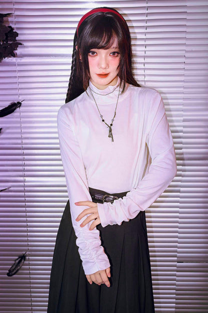 Bar Style Ruched High Neck Blouse