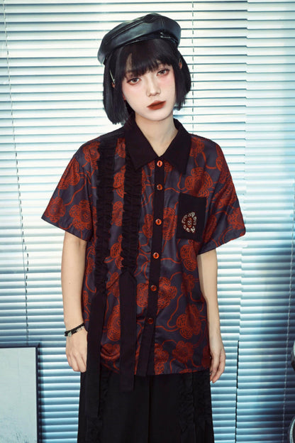 Color Blocked Lace Blouse