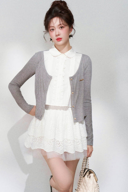 French Style Knit Cardigan + Skirt