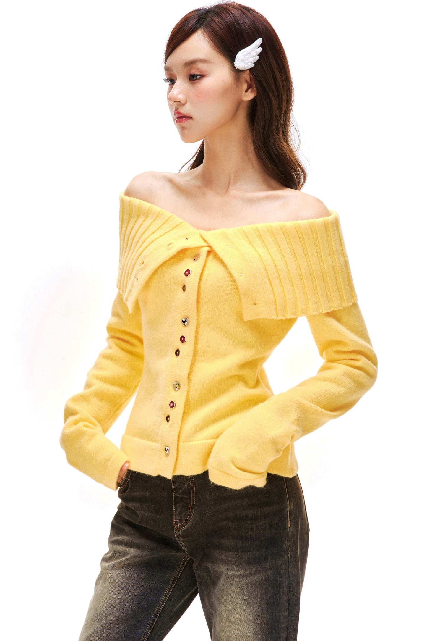 Off-shoulder Knit Sweater