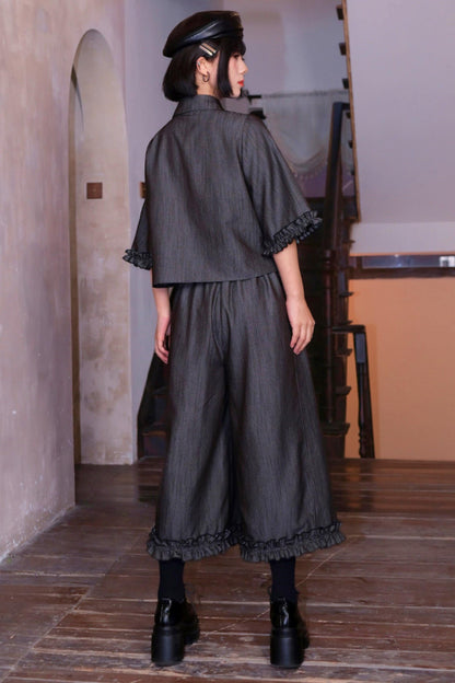 Retro Lace Embroidered Blouse + Pants